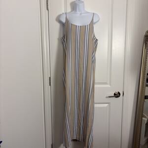 Academy Brand Women “Nina” Striped Linen Blend Slip Maxi Dress Xl